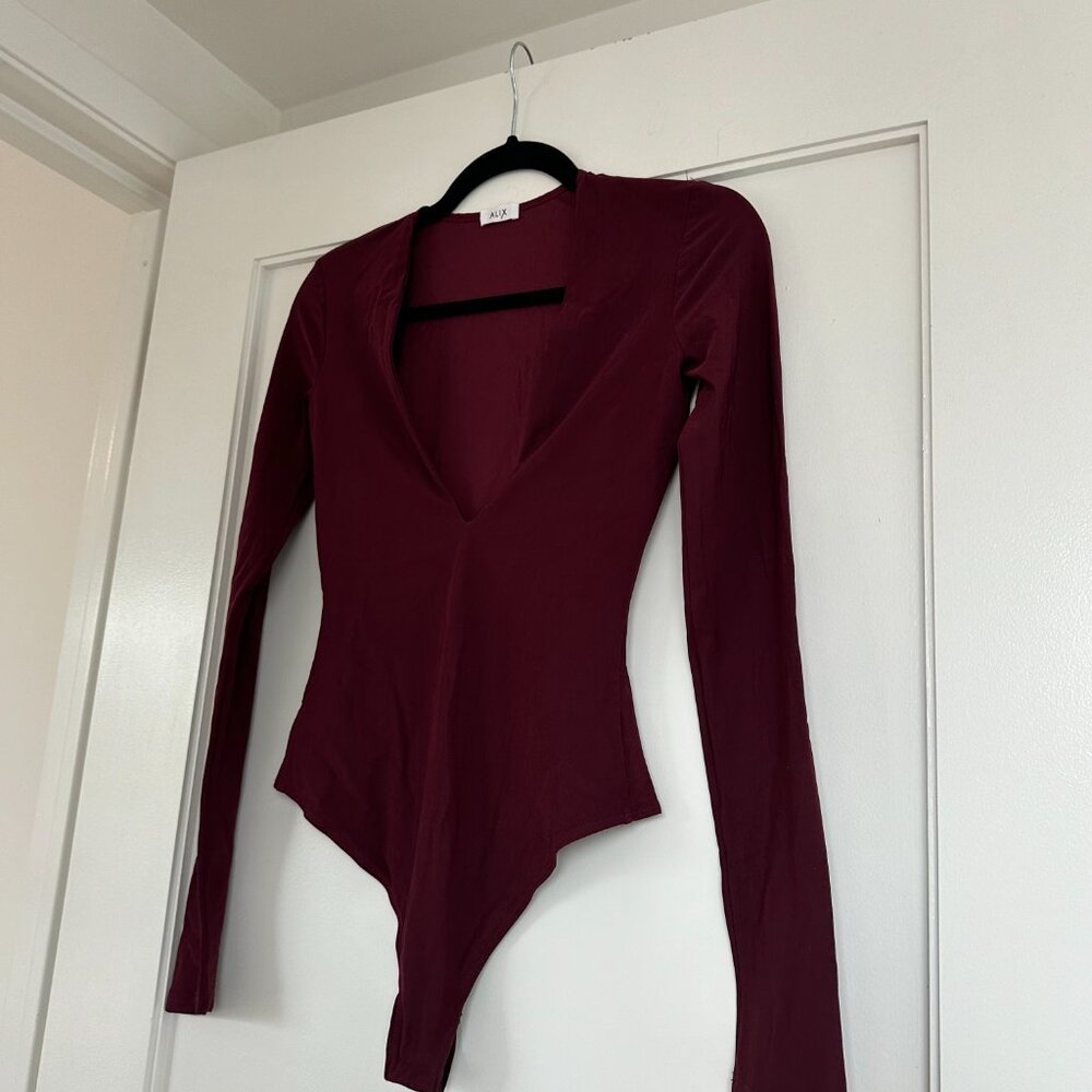ALIX NYC Burgundy Long Sleeve Bodysuit